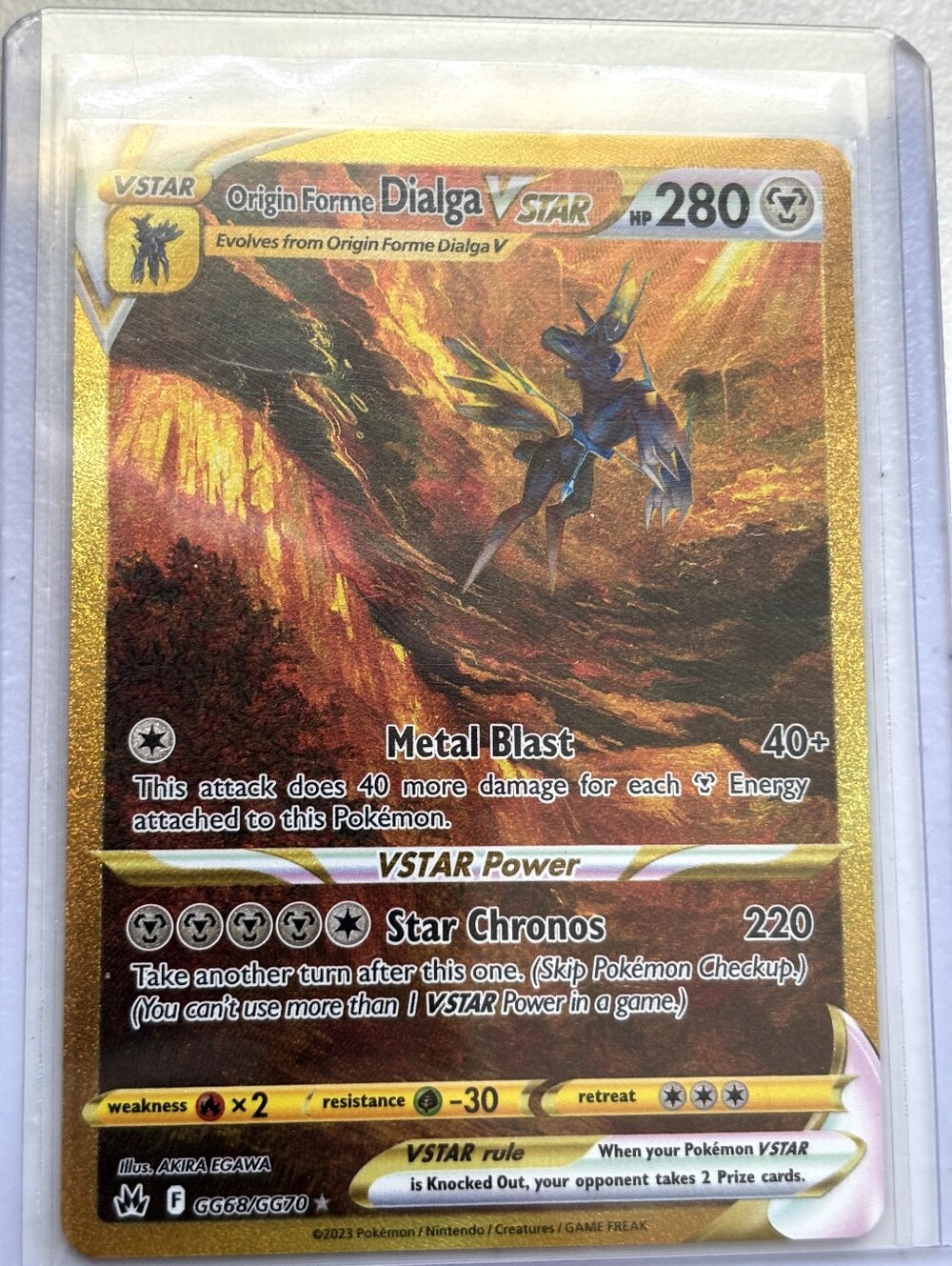 Origin Forme Dialga VSTAR Gold Holographic Trading Card